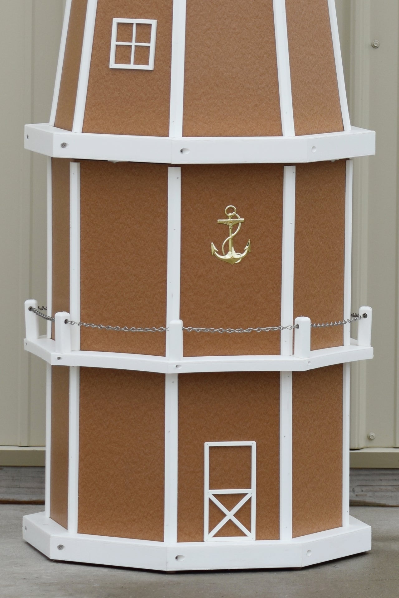 6 ft. Octagon Solar and Electric Powered Poly Lighthouses Carmel with white trim