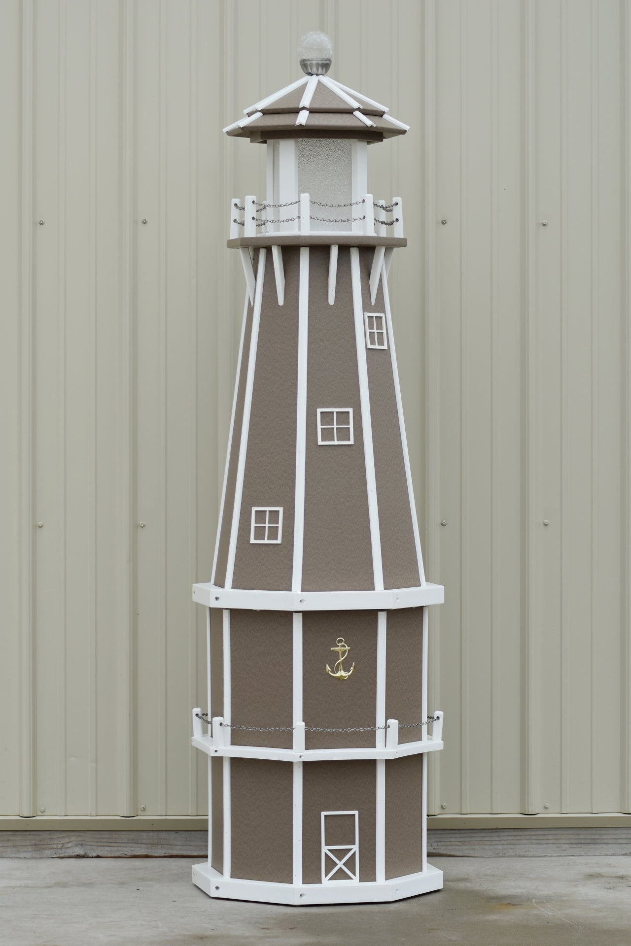 6 ft. Octagon Solar and Electric Powered Poly Lighthouse Clay and White