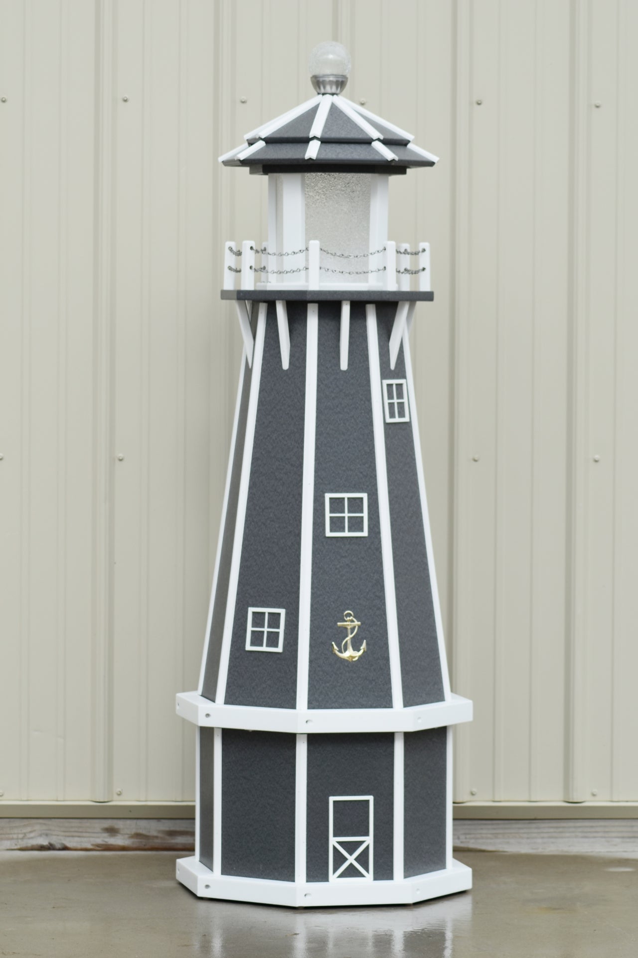 5 ft. Octagon Solar and Electric Powered Poly Lighthouse (Gray)