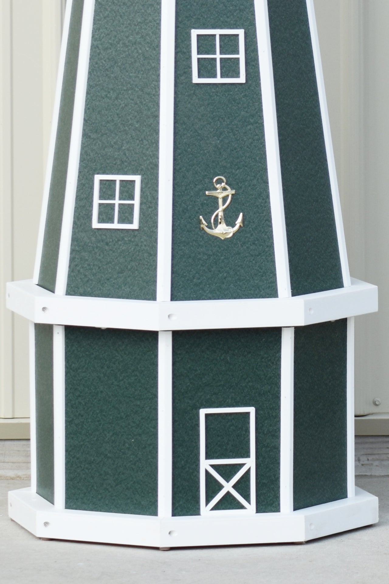 5 ft. Octagon Solar and Electric Powered Poly Lighthouse Green with White trim