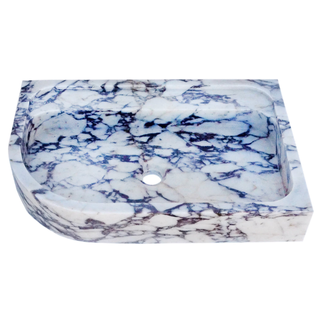 Calacatta Viola Marble Wall-mount Bathroom Rectangular Corner Sink (W)16" (L)24" (H)4"