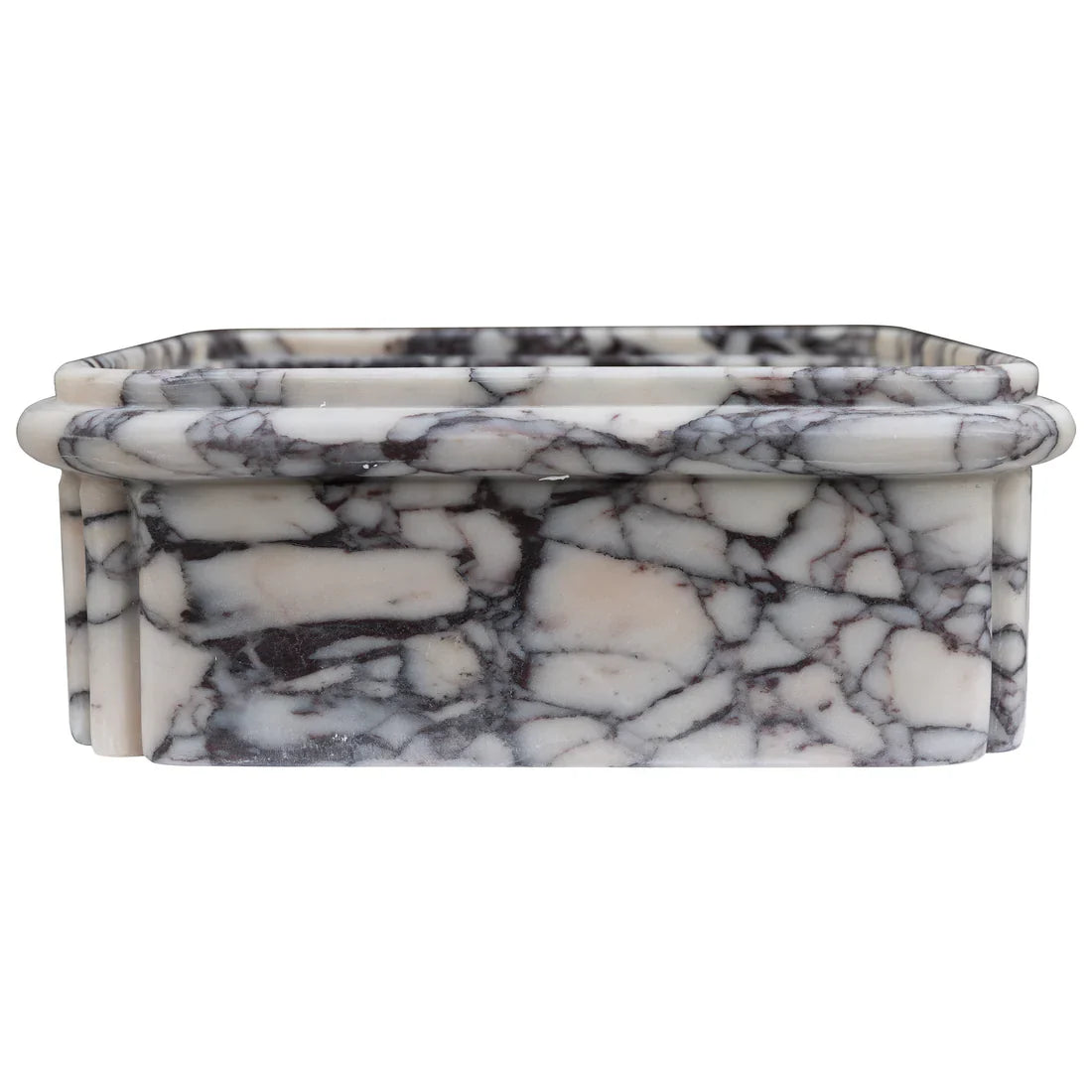 Calacatta Viola Marble Wall-Mount Square Fluted Bathroom Sink (W)16" (L)16" (H)6"