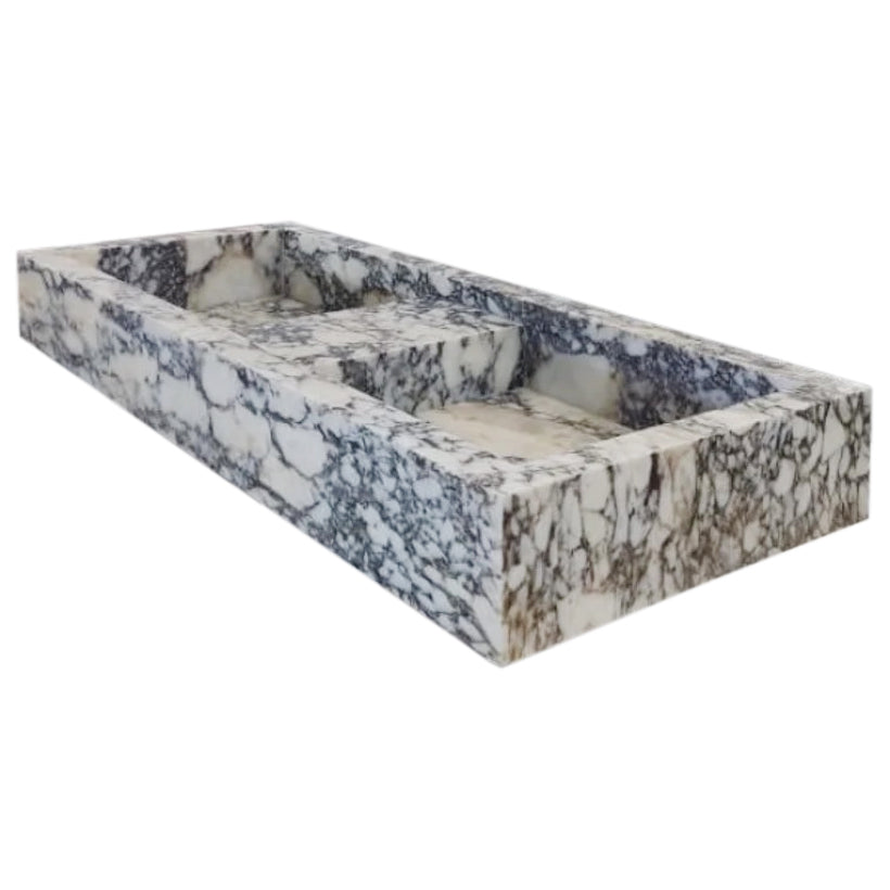 Calacatta Viola Marble Double Bathroom Sink Polished (W)19" (L)53" (H)6"