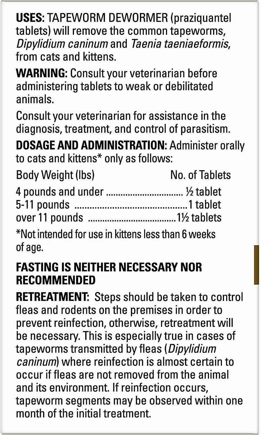 Tapeworm Dewormer for Cats (3 Tablets)