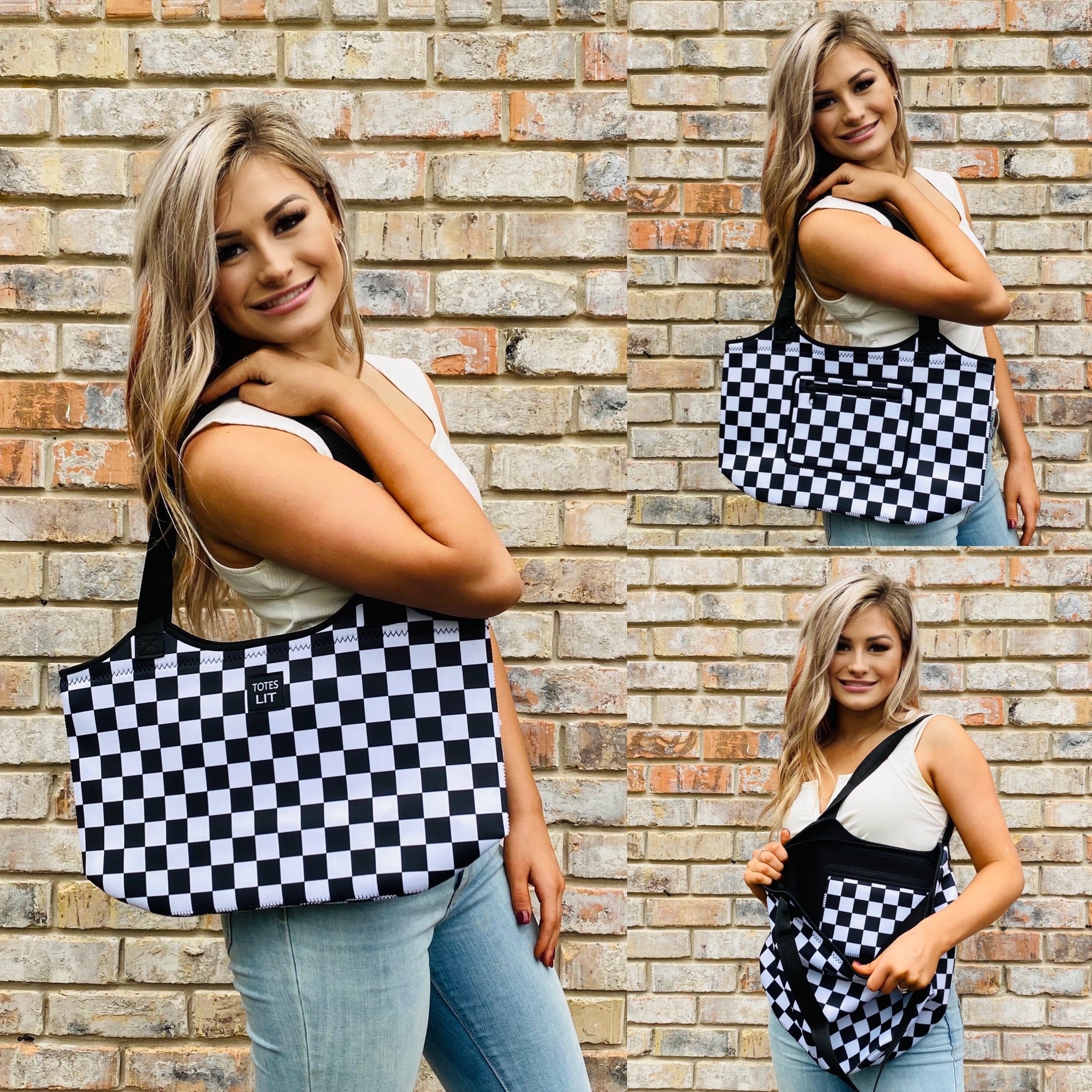 Checkerboard Neoprene Tote