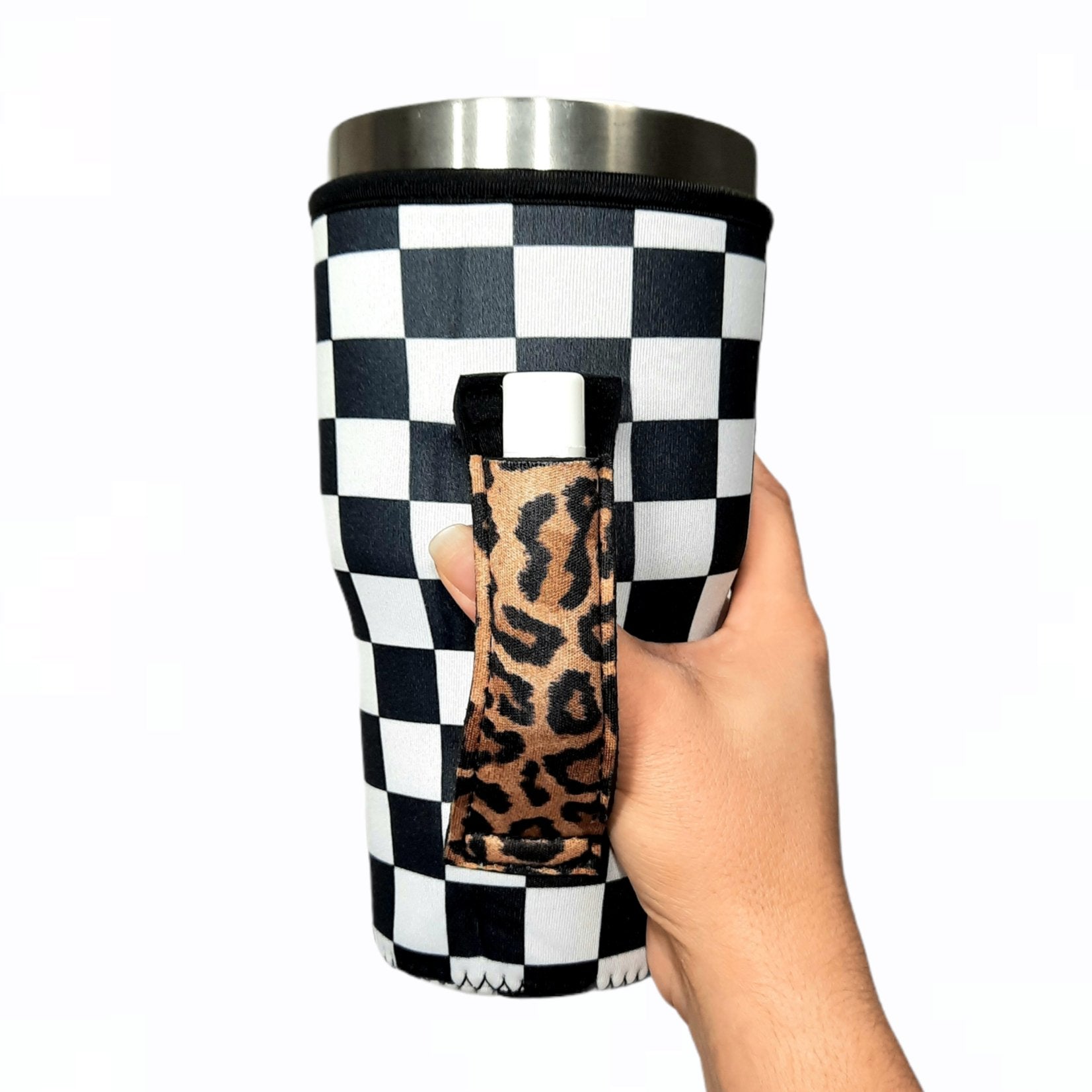 Checkerboard w/ Leopard 30oz  Tumbler Handler™