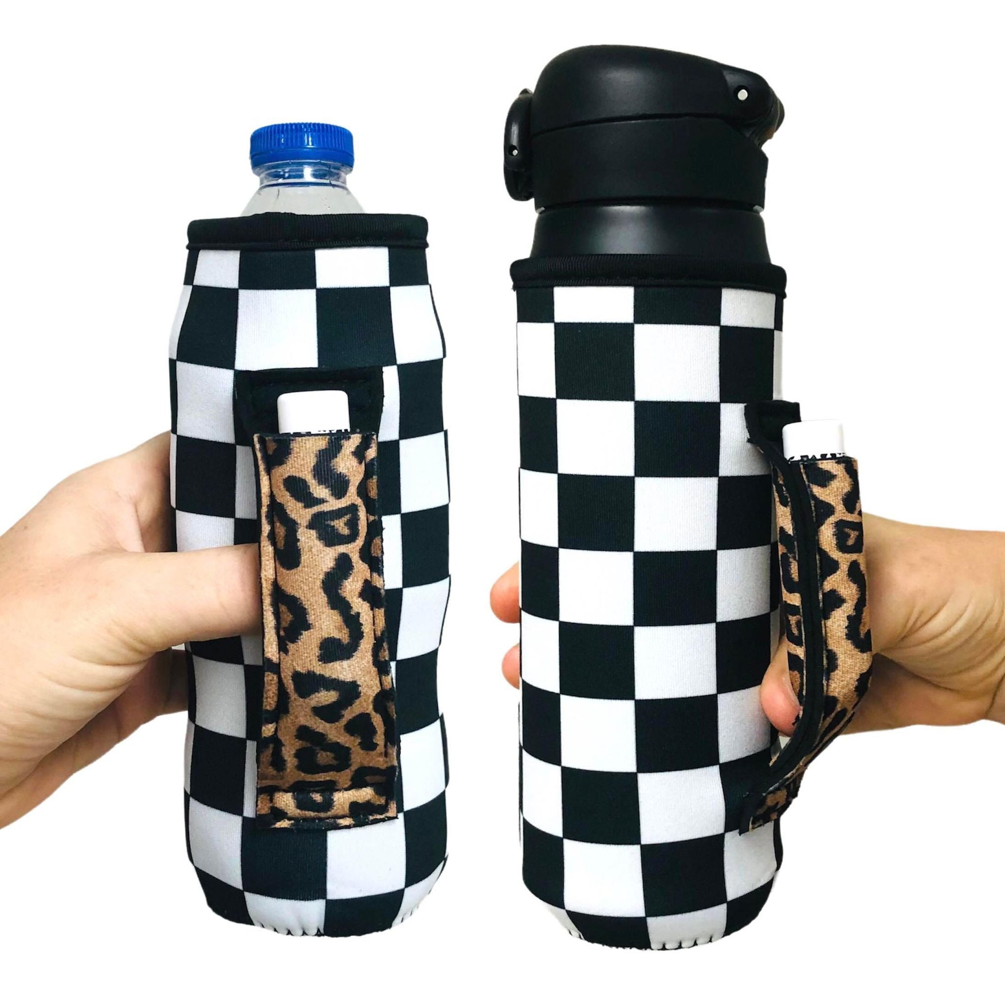 Checkerboard w/ Leopard Water Bottle Handler™