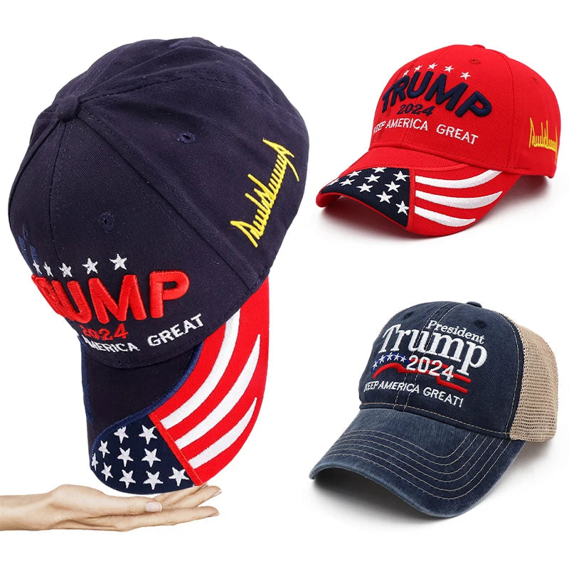 2024 Baseball Cap for Trump Embroidery Cap USA Flag Baseball Caps Donald Keep America Great 3D Letter Embroidery President Hat