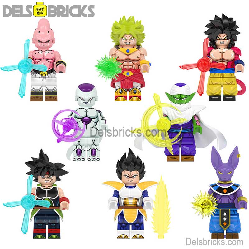 Dragon Ball Z Super set of 8 Lego Minifigures Custom Anime Toys