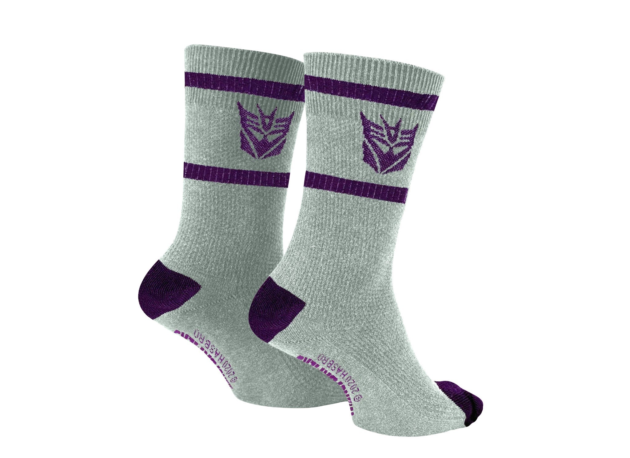 Hasbro Transformers Decepticons Symbol Grey and Purple Crew Socks