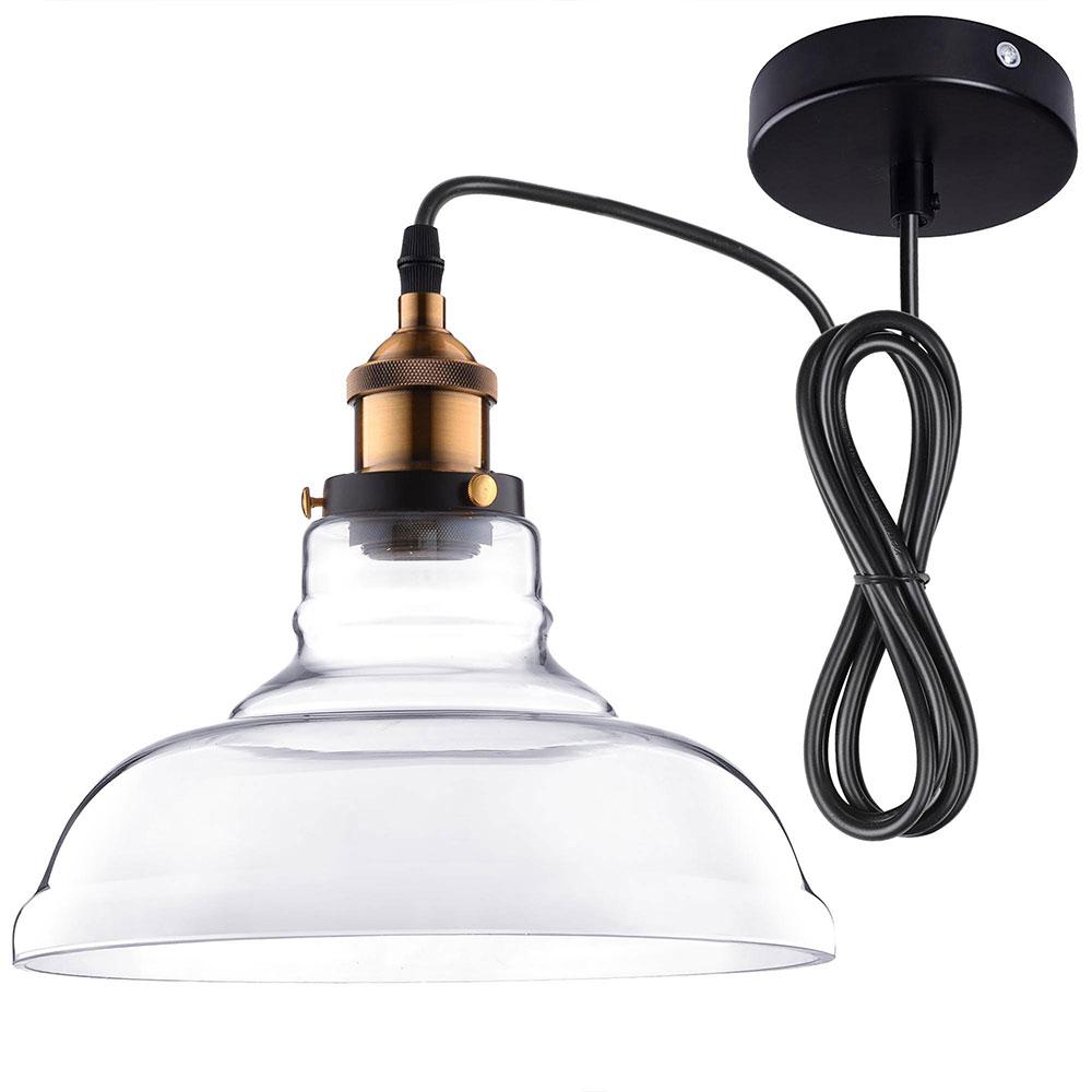 Yescom Pendant Light Glass Shade 11in Industrial Lighting Clear