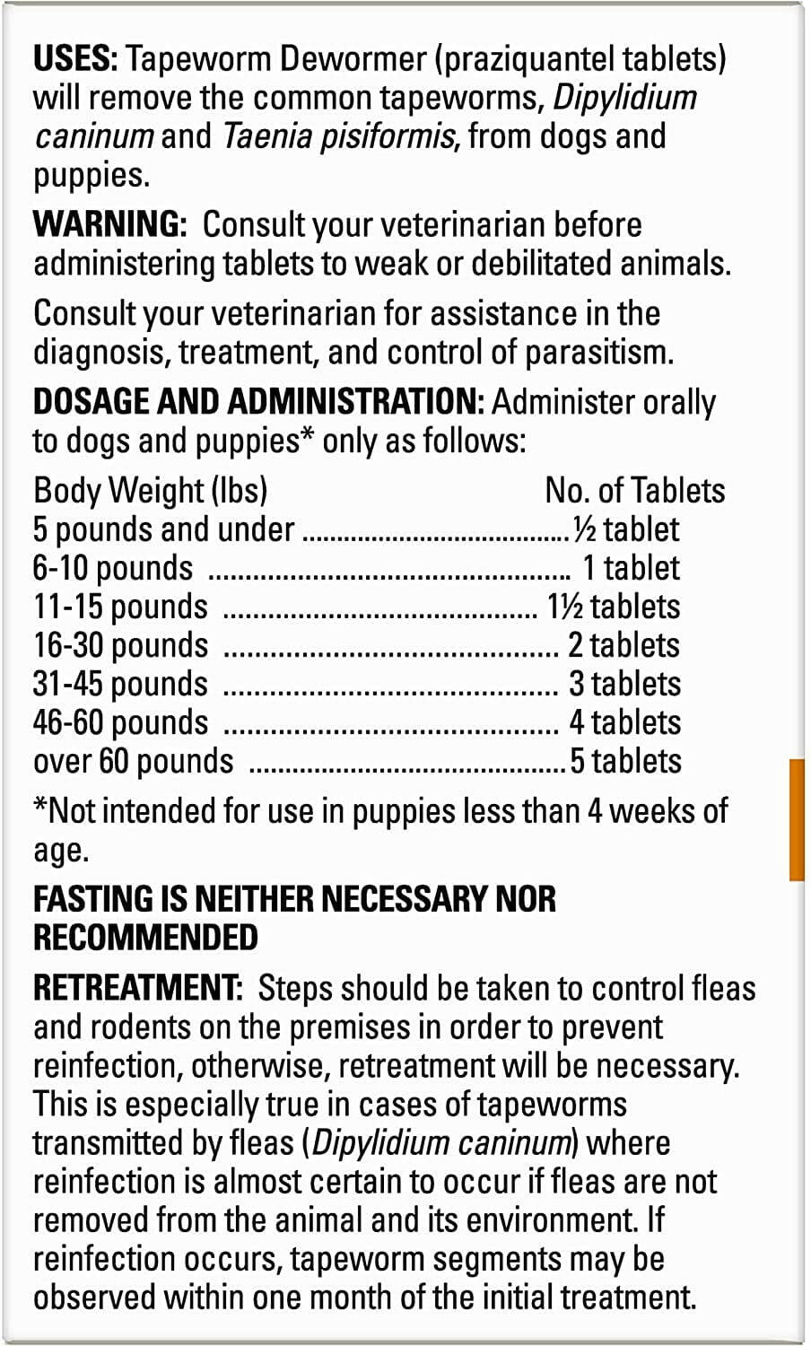 Tapeworm Dewormer for Dogs (5 Tablets)