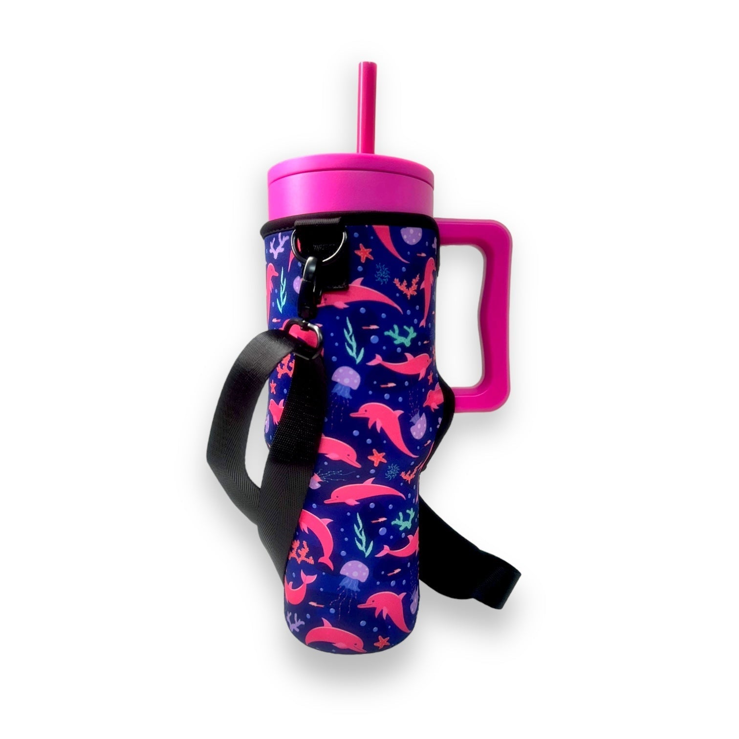 Dolphins 40oz Tumbler With Handle Sleeve