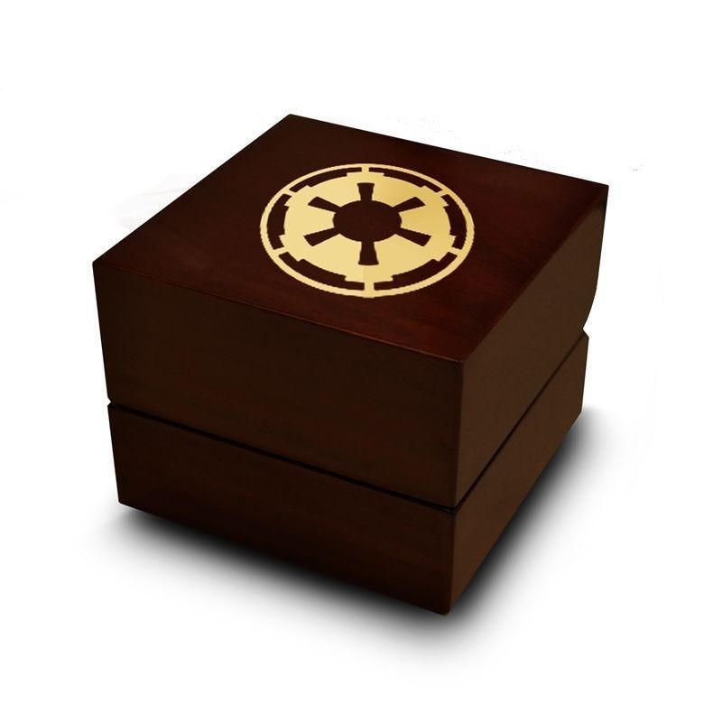 Star Wars Sith Imperial Star Symbol Engraved Chocolate Dark Wood Personalized Wooden Wedding Ring Box