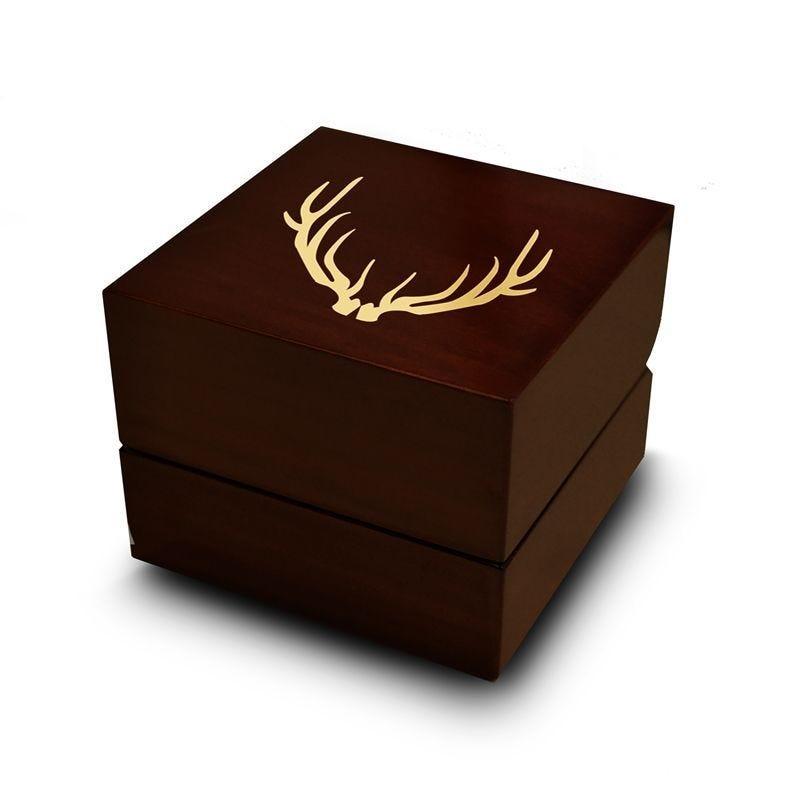 Deer Antlers Engraved Chocolate Dark Wood Personalized Wooden Wedding Ring Box