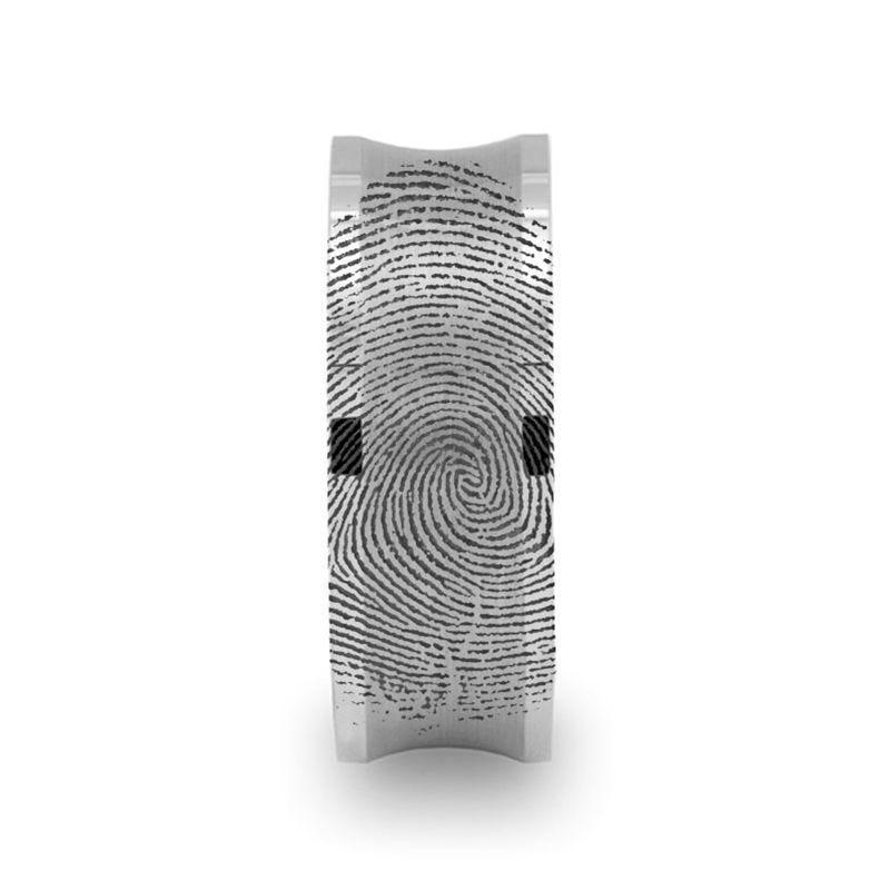 Fingerprint Engraved Concave Tungsten Ring Brushed Center - Trevico - 8mm