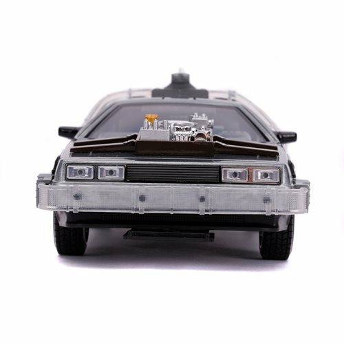 Back to the Future Part III die-cast 1:24 scale "Hollywood Rides" light-up DeLorean Time Machine