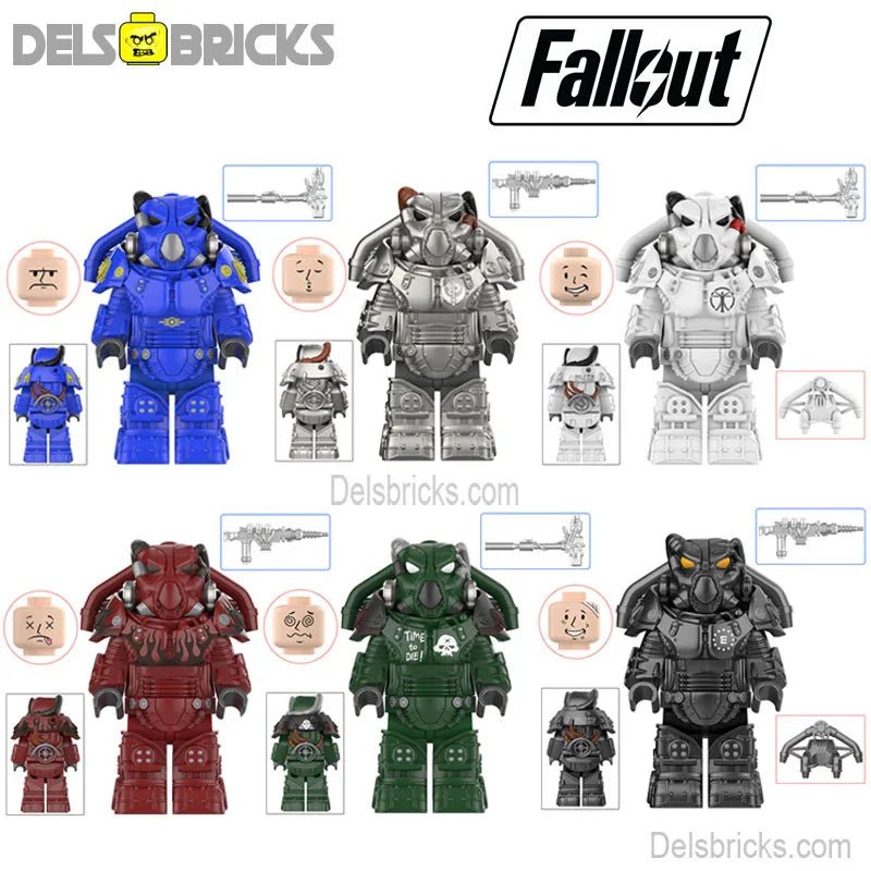 Fallout X-01 Power Armor Lego Minifigures Custom video Game Toys Set of 6 S3