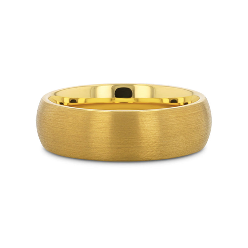 MILLER Gold Plated Tungsten Domed Ring with Brushed Finish - 8mm