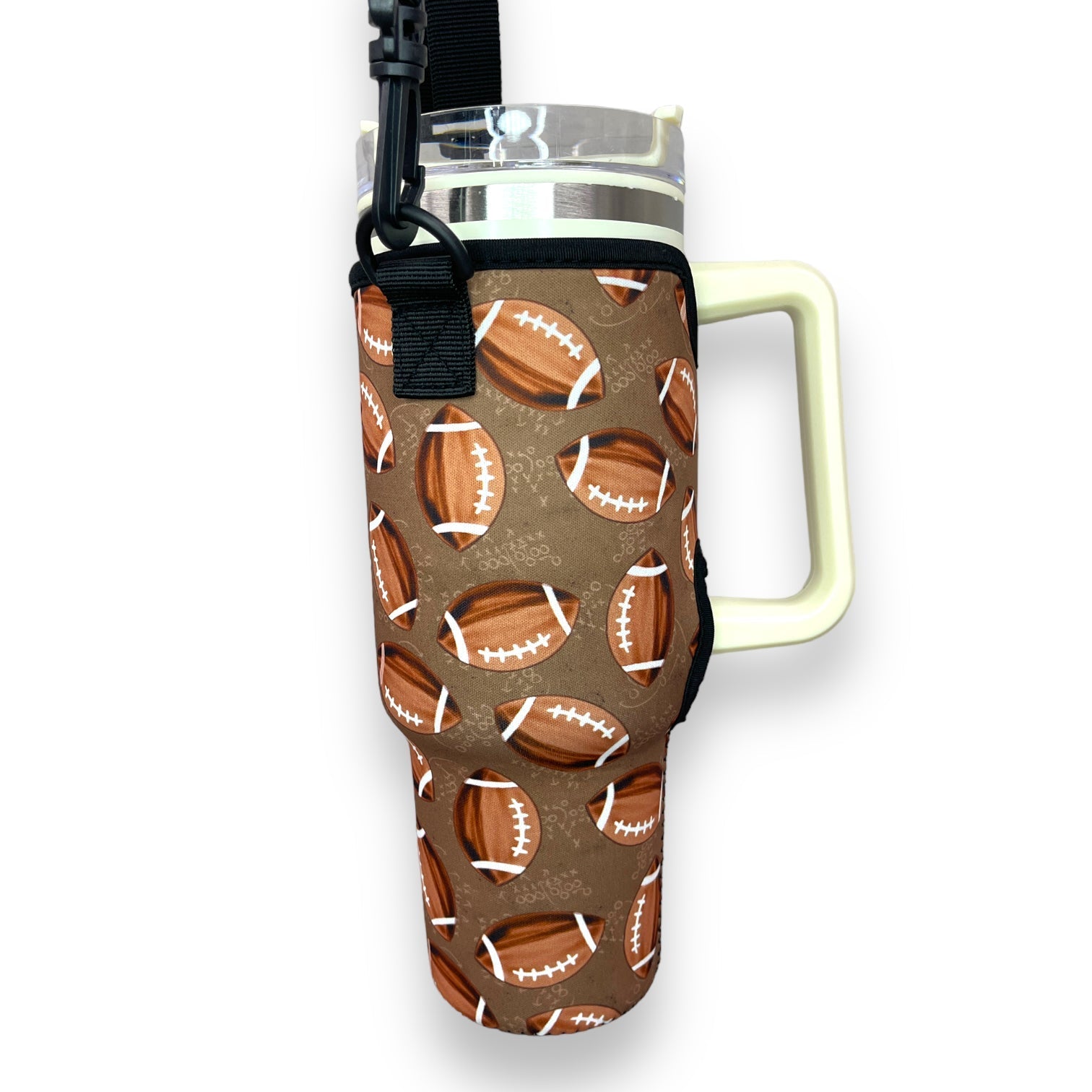 Football 40oz Tumbler With Handle Sleeve