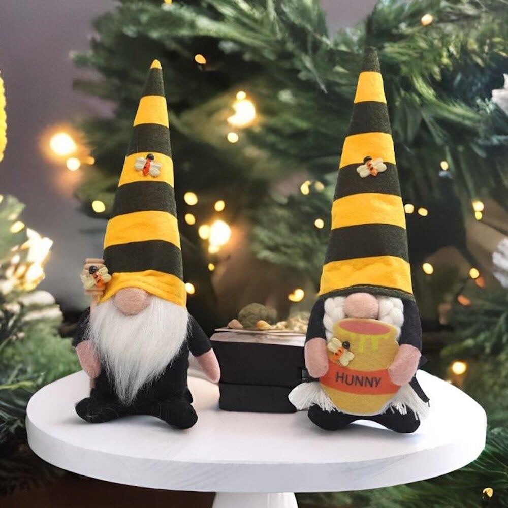 Bee and Honey Themed Gnomes, Plush Bumblebee Home Decor