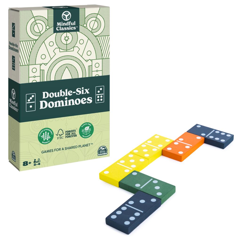 Mindful Classics - Double-Six Wood Dominoes Set