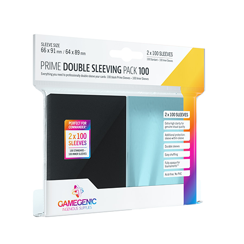 GameGenic PRIME Card Sleeves: Double Sleeving Pack 100 Black