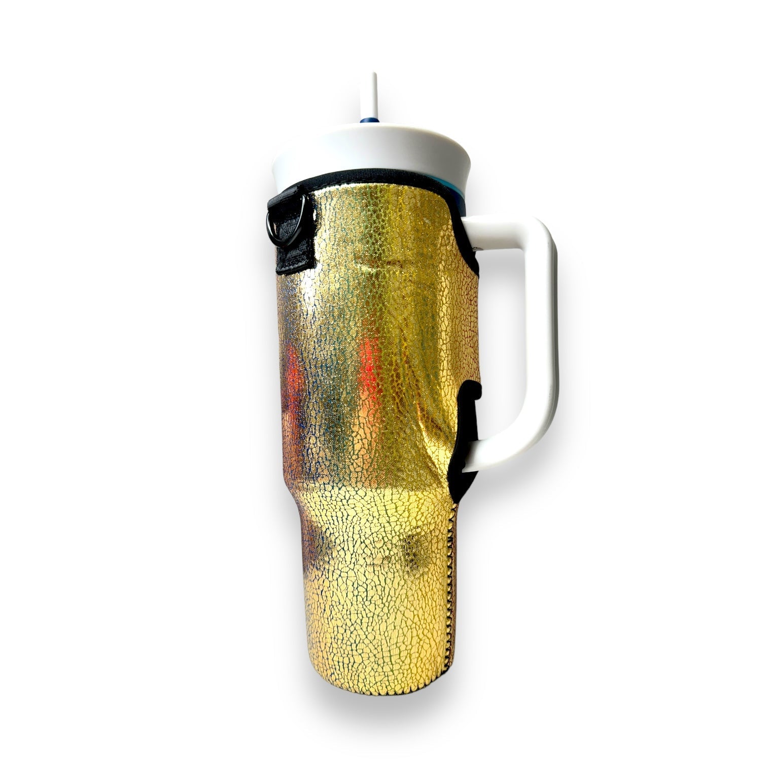 Glimmering Gold 40oz Tumbler With Handle Sleeve