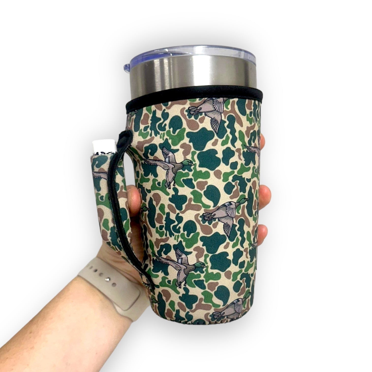 Green Duck Camo 20oz Large Coffee / Tea / Tumbler Handler™