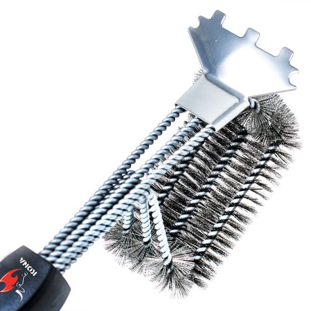 Kona Speed/Scrape Grill Brush & Scraper with Flex Grip Handle - Stainless Steel Bristles