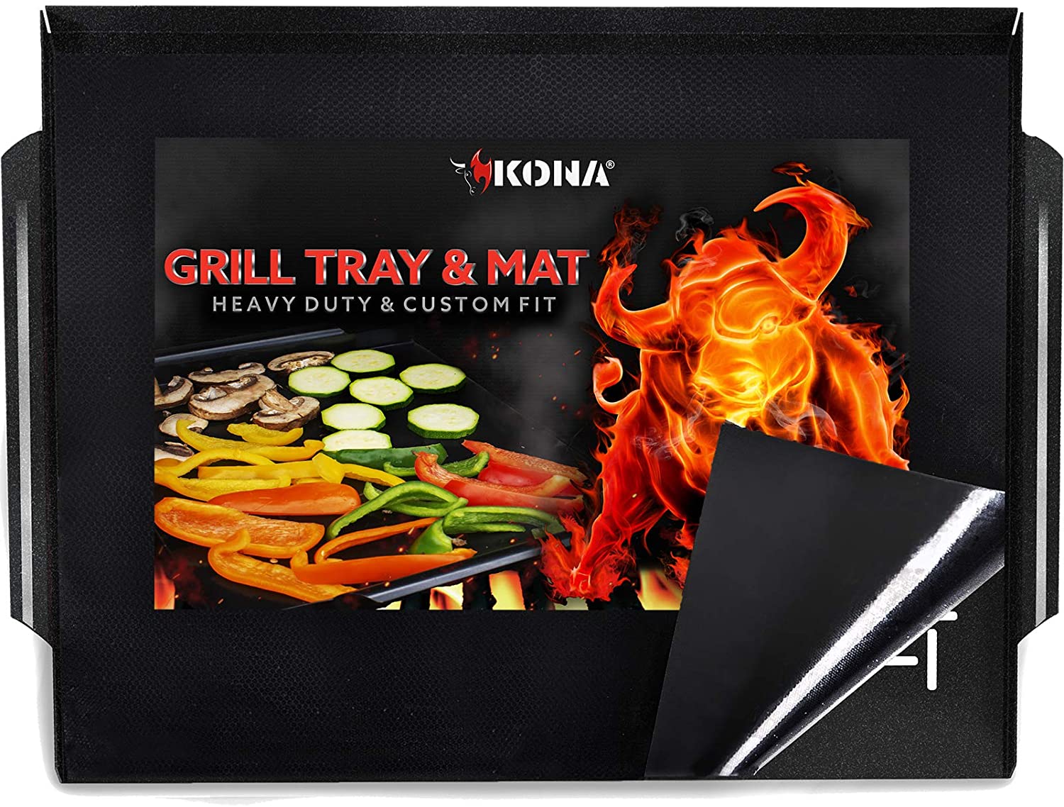 Kona Best Grill Tray with Custom Fit Best Grill Mat- The Ultimate Non-Stick Grilling Tray Combo!