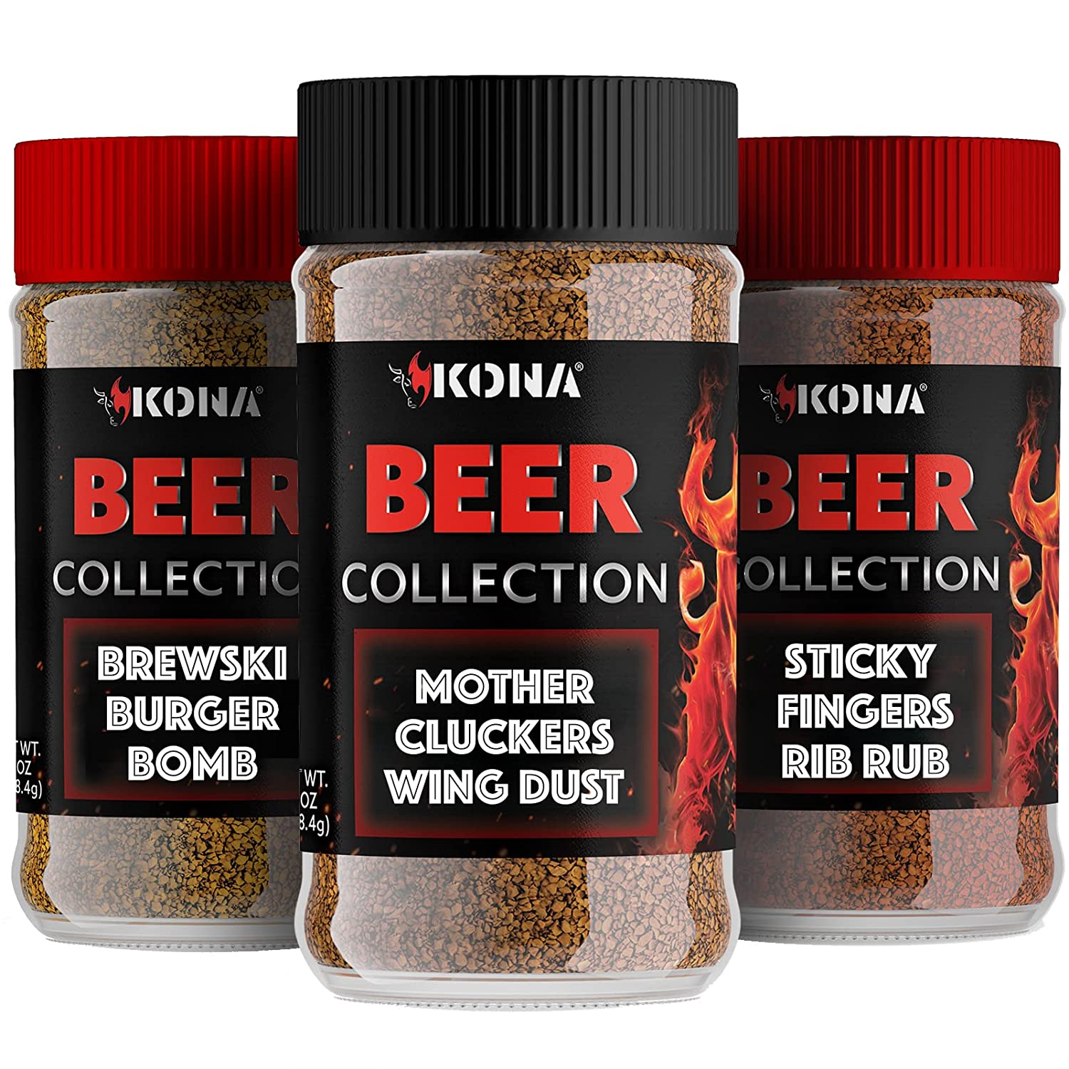 Kona Grilling Spices Gift Set For Men - Beer Flavored Herb, Spice and Seasoning Collection For Wings, Burgers, Ribs