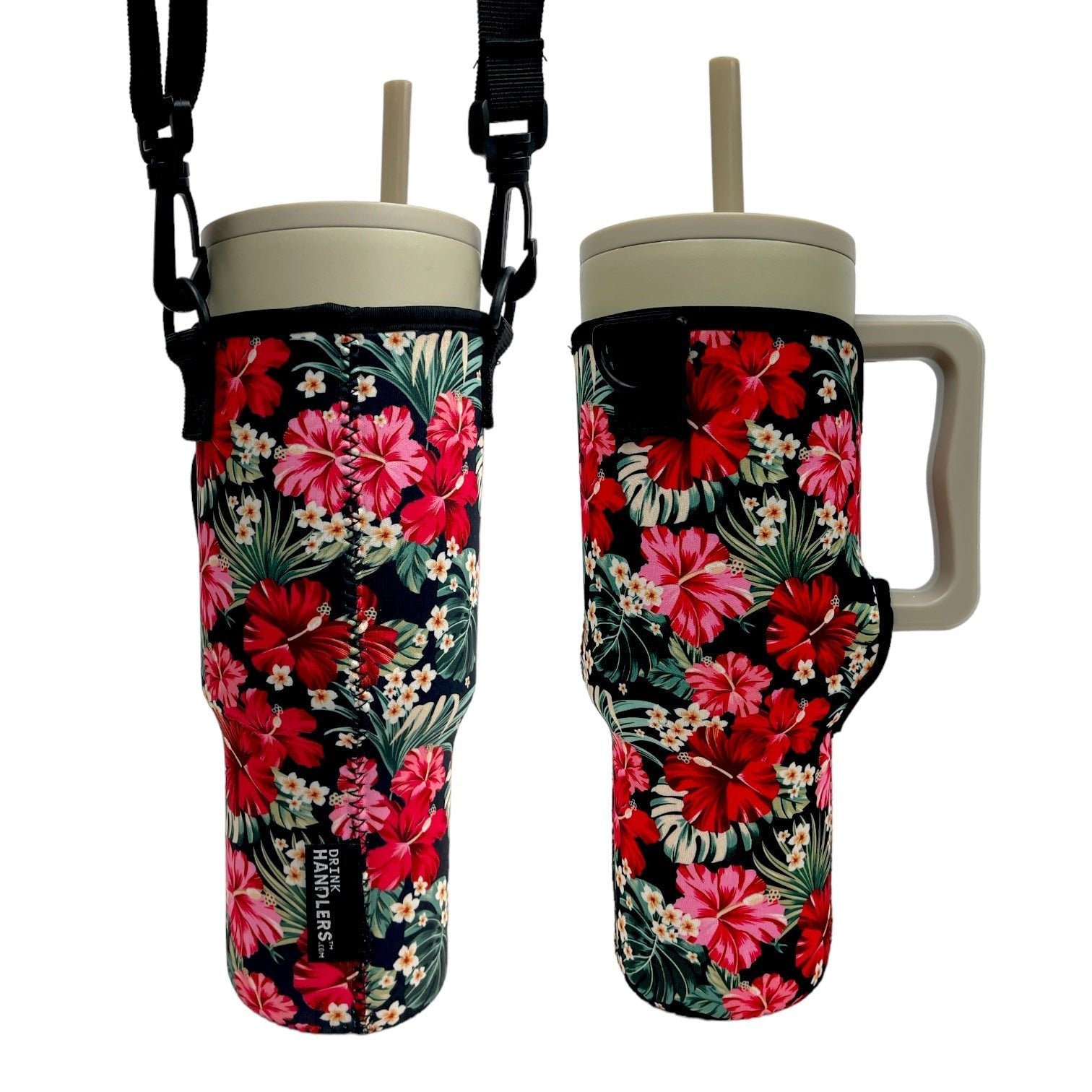 Hibiscus 40oz Tumbler With Handle Sleeve