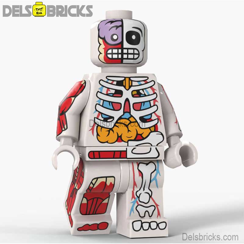 Human Body Guy Visible Anatomy Man White Color Lego Minifigures custom toys