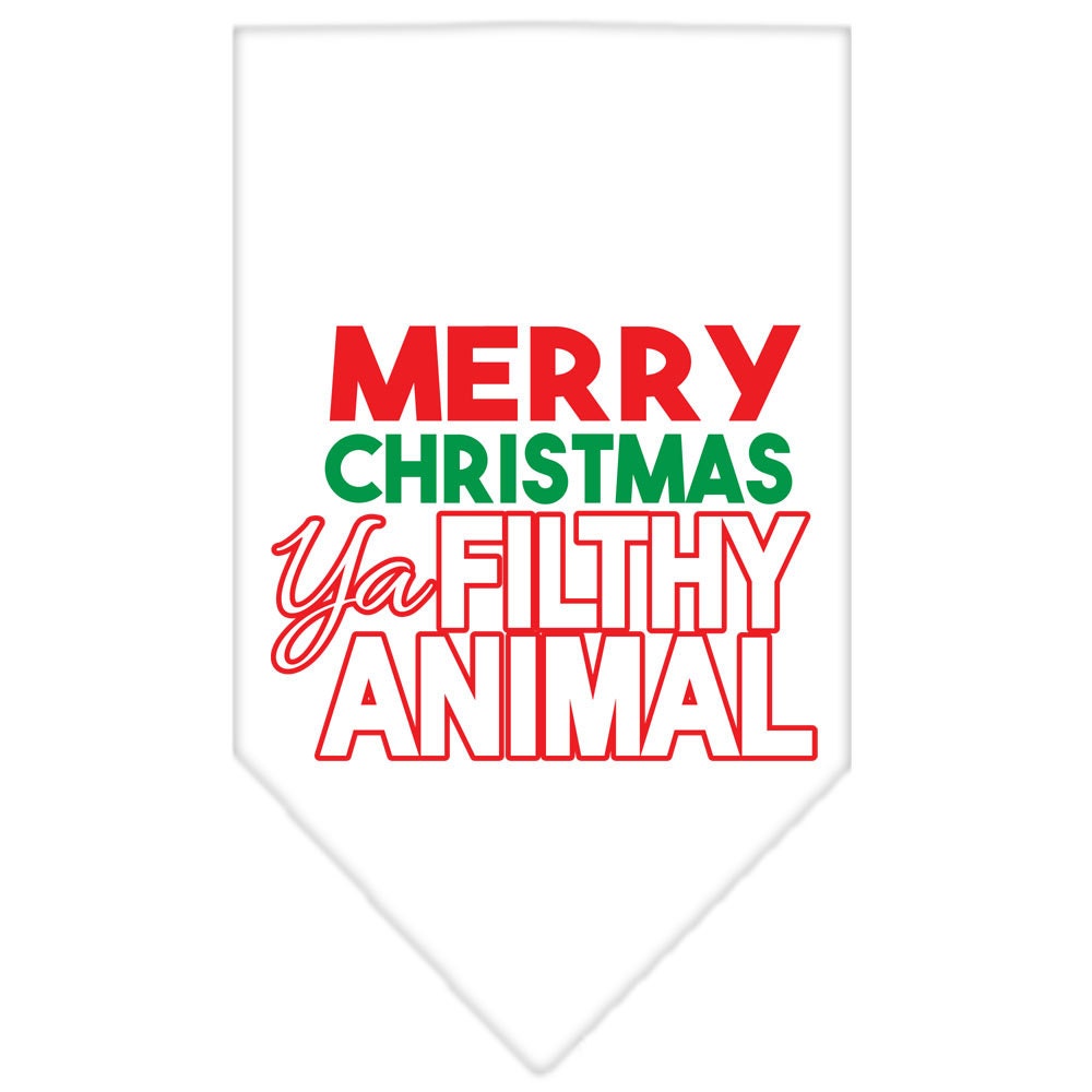 Christmas Pet and Dog Bandana Screen Printed, "Merry Christmas, Ya Filthy Animal"