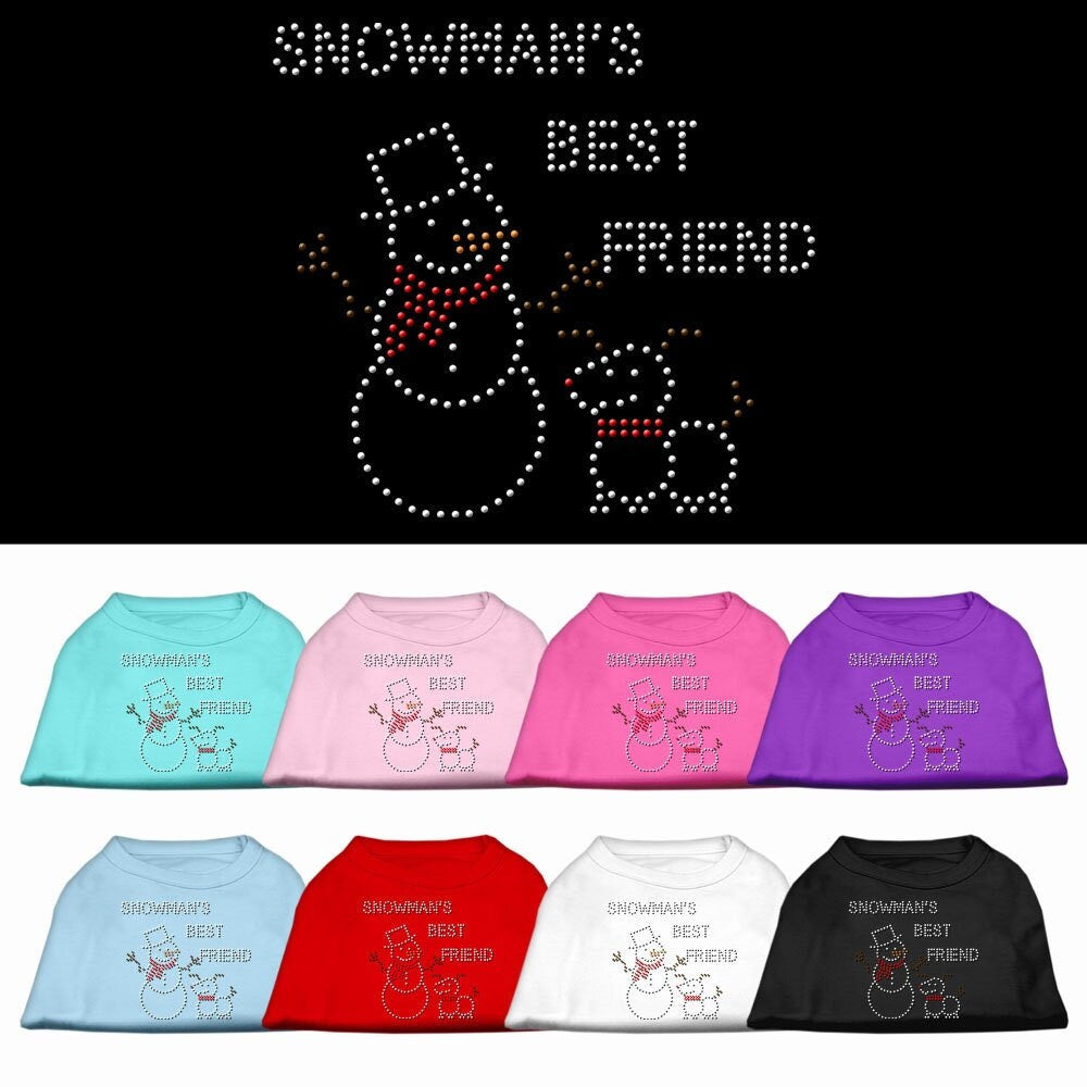 Christmas Pet Dog & Cat Shirt Rhinestone, "Snowman's Best Friend"