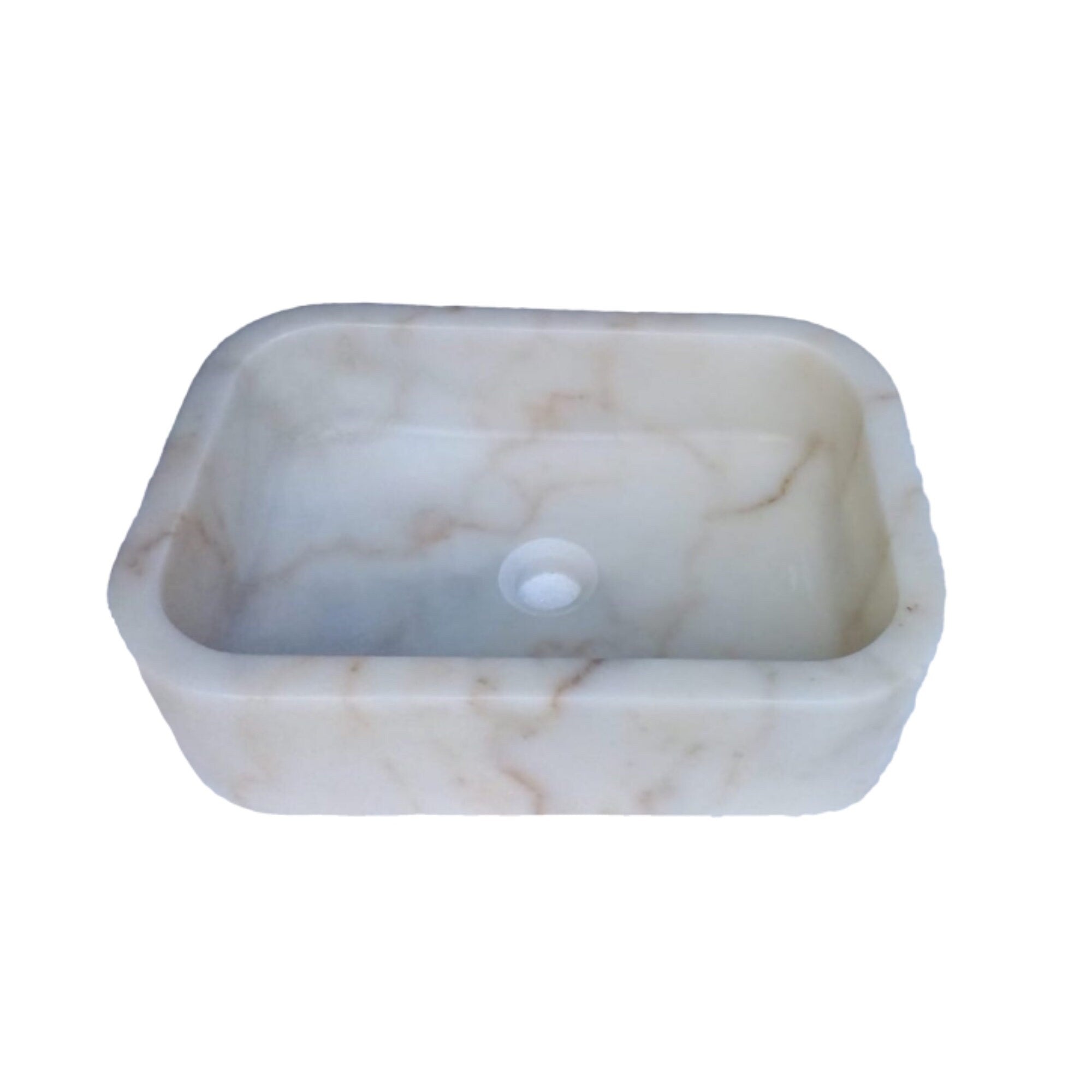 European Sugar White Marble Sink Rectangular Above Vanity Bathroom Sink (W)18" (L)12" (H)5"