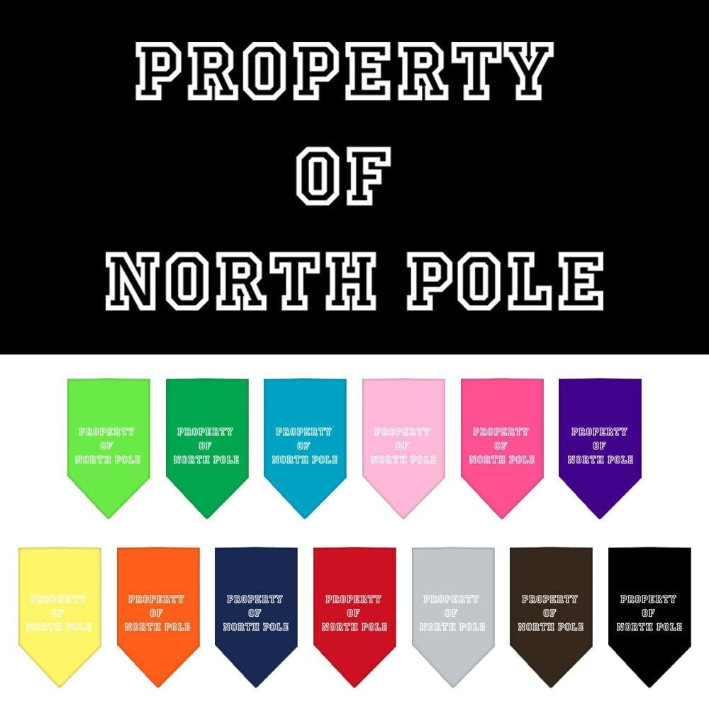 Christmas Pet and Dog Bandana Screen Printed, "Property Of North Pole"