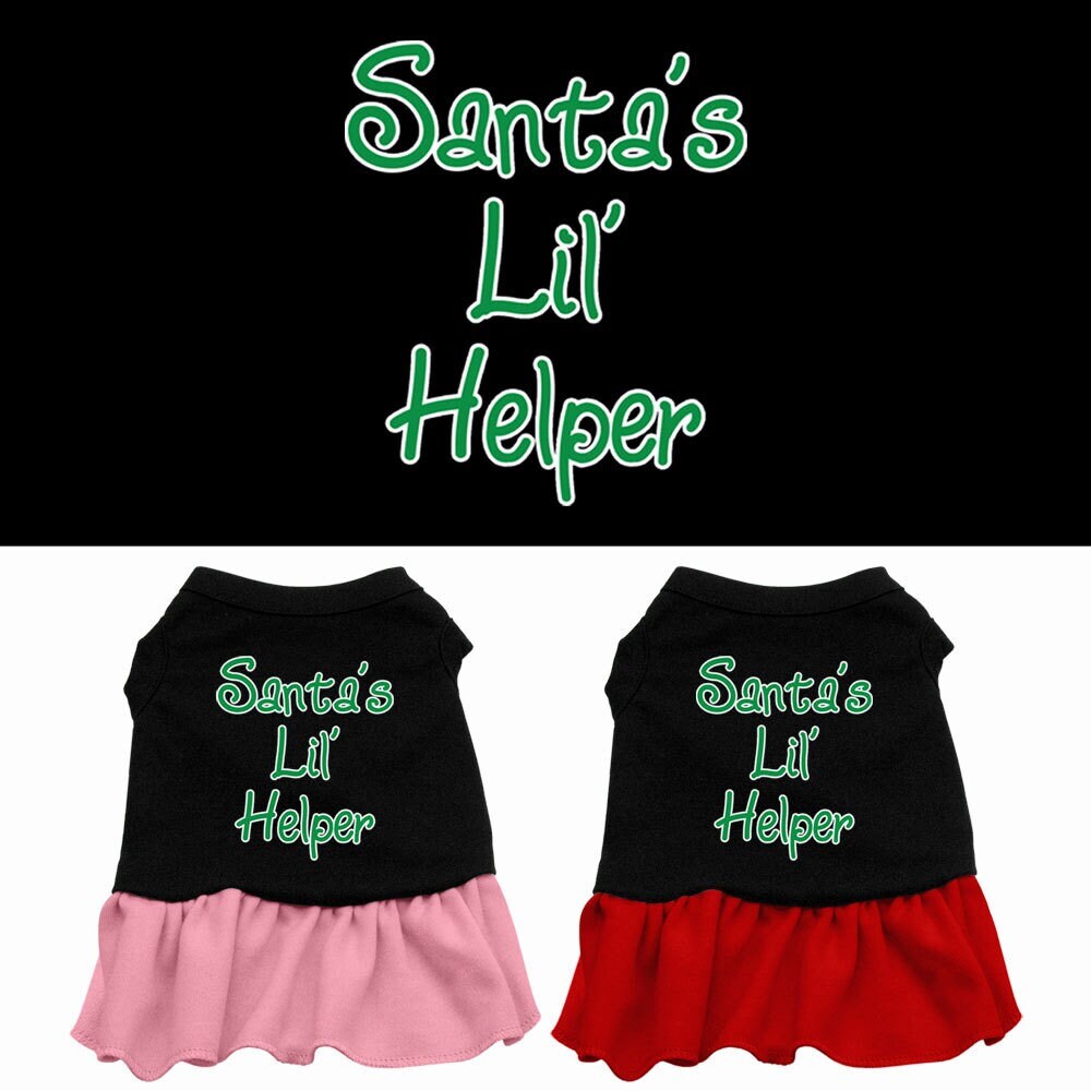 Christmas Pet Dog & Cat Dress Screen Printed, "Santa's Lil Helper"