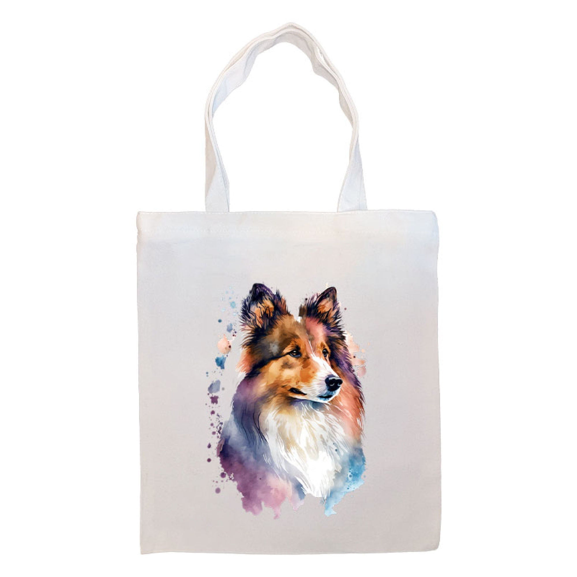 Canvas Tote Bag, Zippered With Handles & Inner Pocket, "Sheltie"