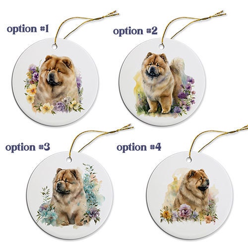 Dog Breed Specific Round Christmas Ornament, "Chow"