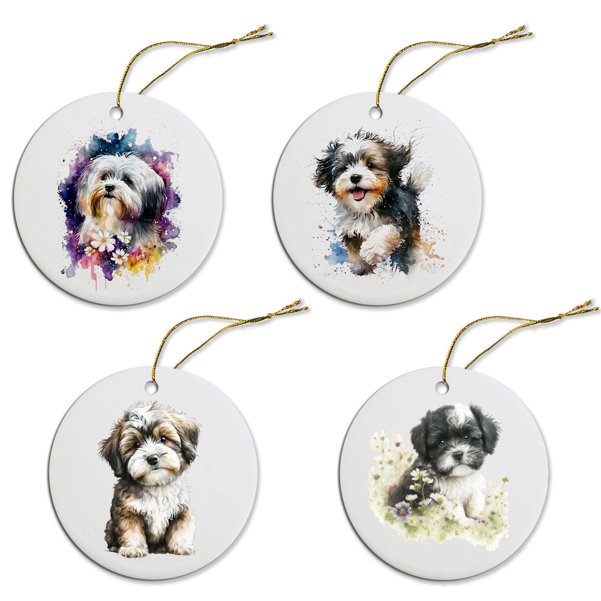 Dog Breed Specific Round Christmas Ornament, "Havanese"