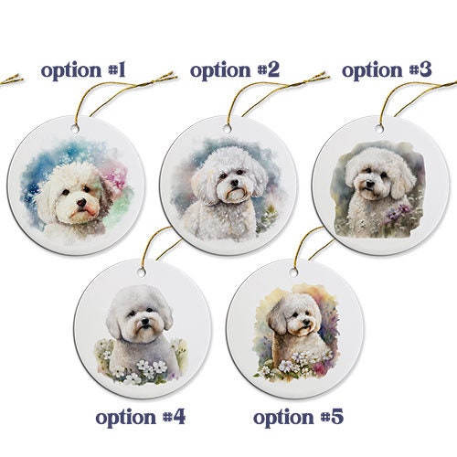 Dog Breed Specific Round Christmas Ornament, "Bichon Frise"