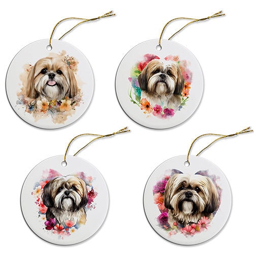 Dog Breed Specific Round Christmas Ornament, "Lhasa Apso"