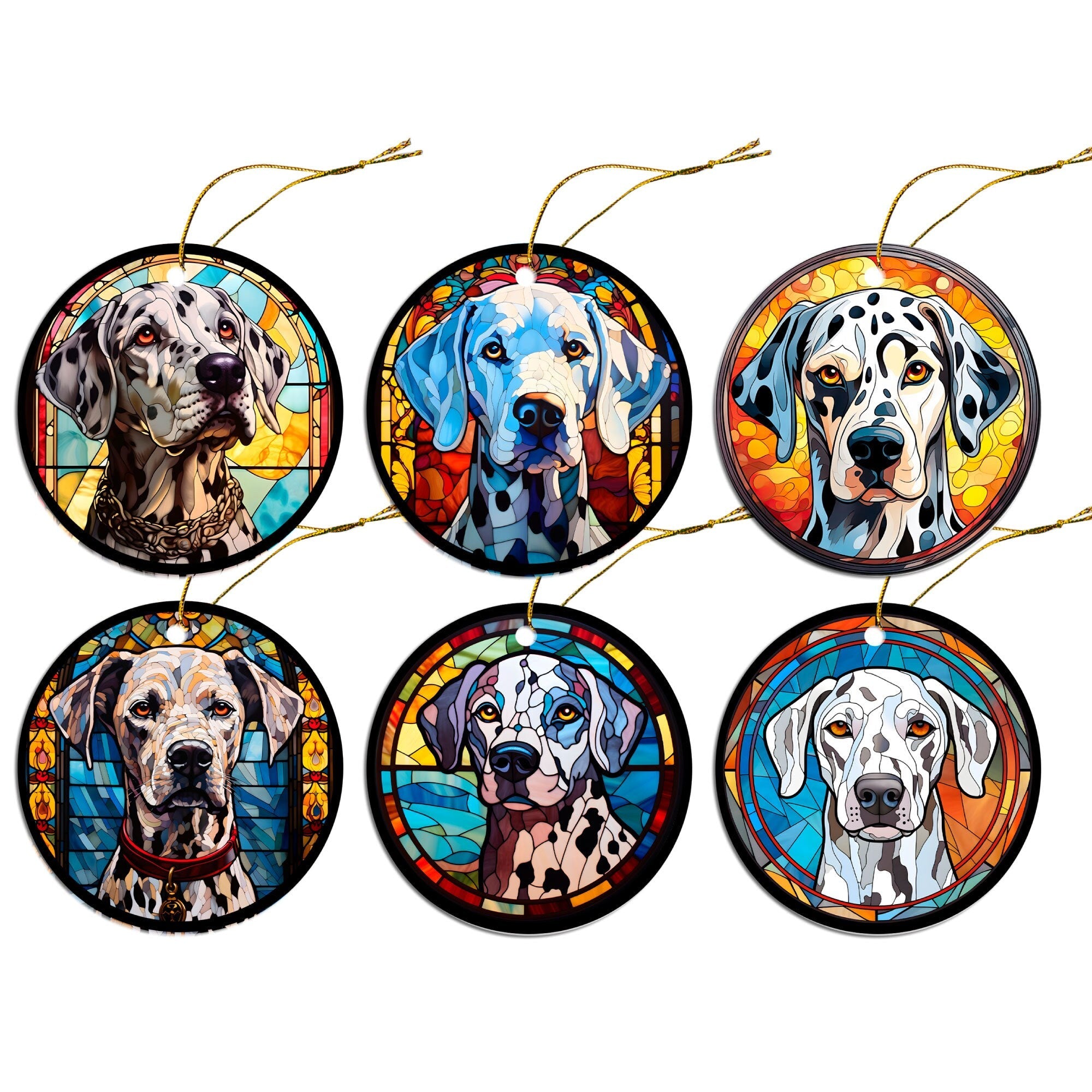 Dog Breed Christmas Ornament Stained Glass Style, "Dalmation"