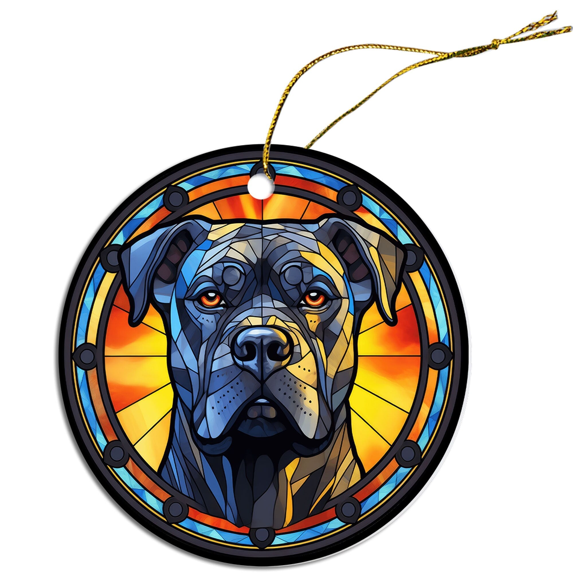 Dog Breed Christmas Ornament Stained Glass Style, "Cane Corso"