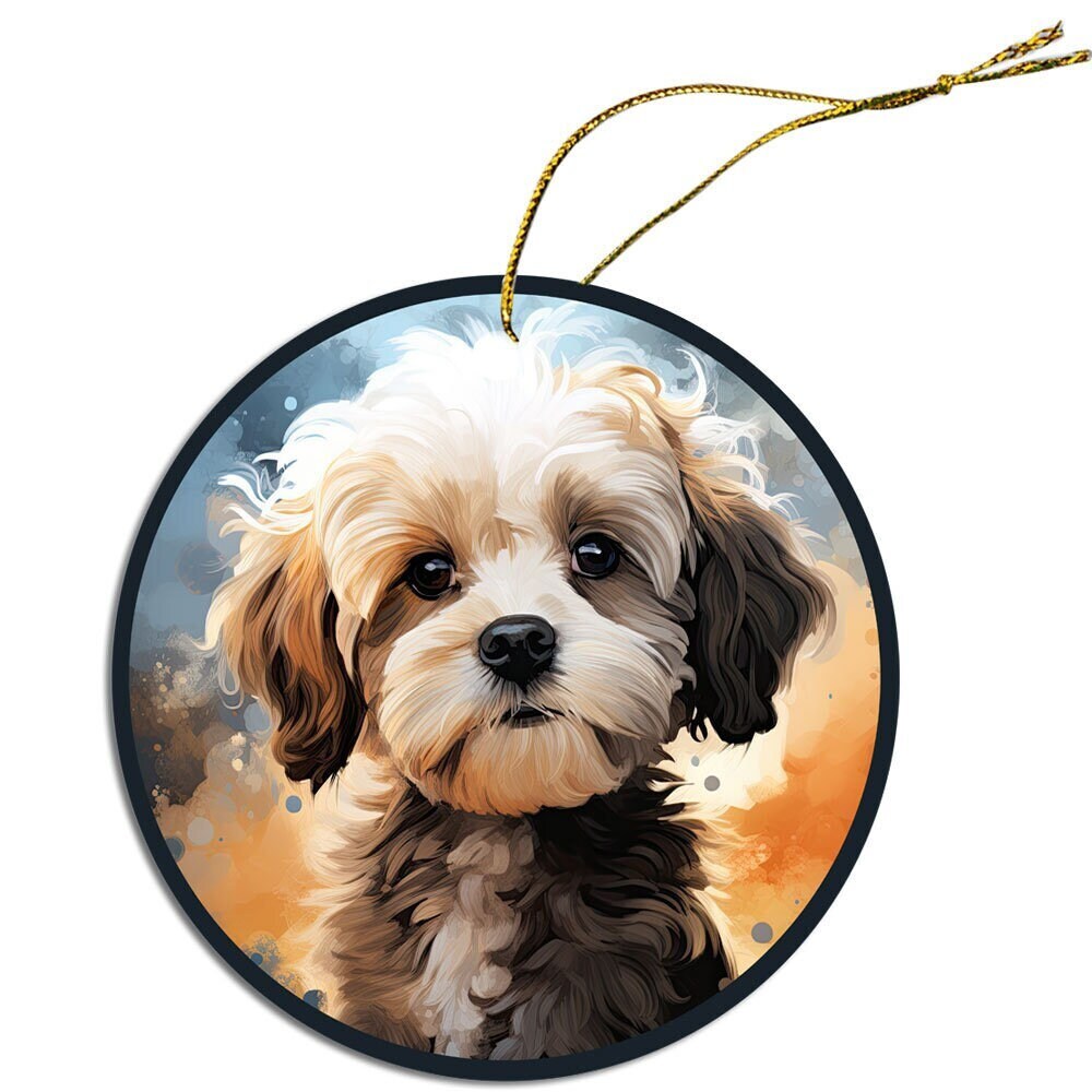 Dog Breed Specific Round Christmas Ornament, "Shih Poo"