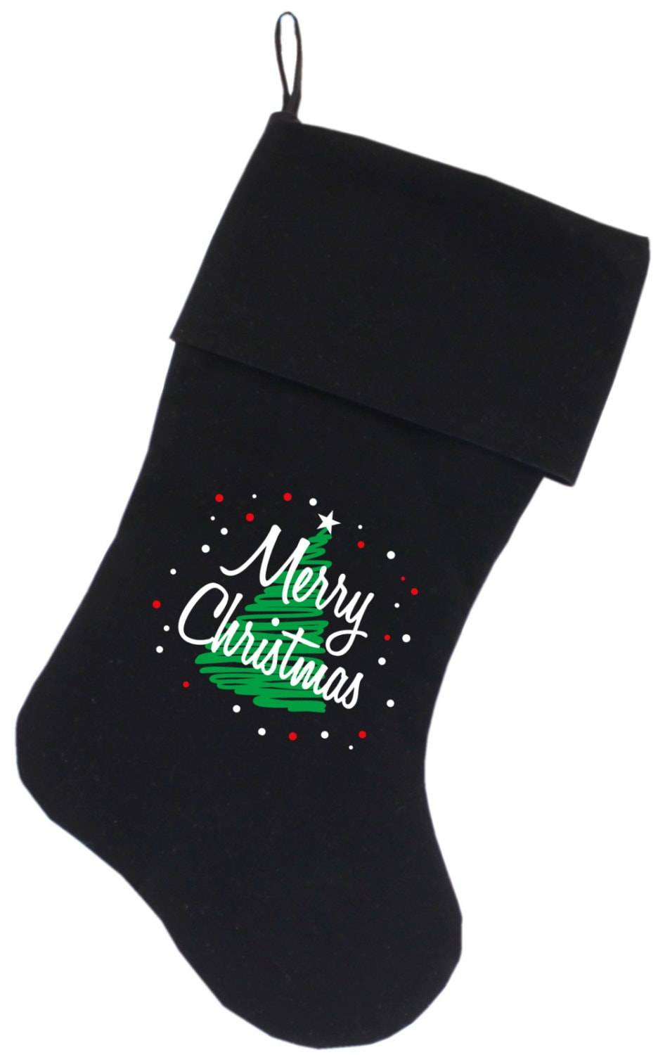 Velvet Christmas Stocking Screen Printed, "Scribble Merry Christmas"