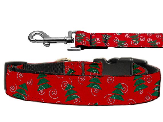 Christmas Nylon Pet Collars and Leashes, "Christmas Trees"