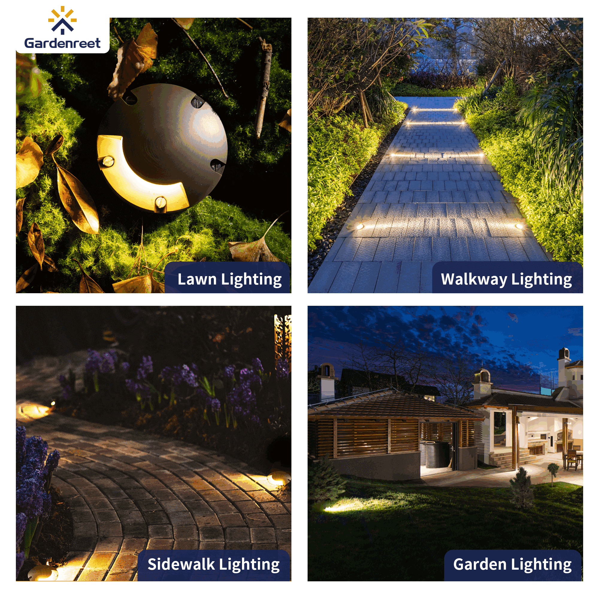 Gardenreet Brass Well Lights Landscape Led In Ground,12V LED Outdoor IP65 Waterproof Landscape Lighting Well Lights for Garden, Sideway, Lawn, Walkway(One-Direction Turret 2204A)